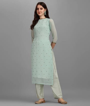 Hritika - Navy Straight Georgette Women's Stitched Salwar Suit ( Pack of 1 )