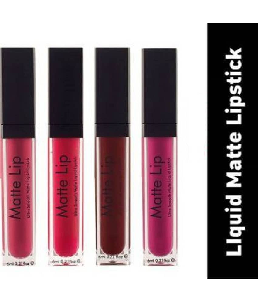 BLUSHIS High Pigmented Multicolor Matte Lipstick Combo (Pack of 4)