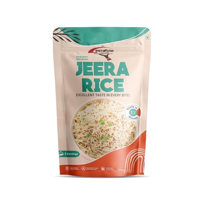 INSTAFOOD Jeera Rice | Ready to Eat & Cook Meal | 3-4 Servings | After Cooking Gets 550 gm to Serve | Zip Lock Packaging | Vegetarian Meal | Just Add Water and Cook, 150 gm
