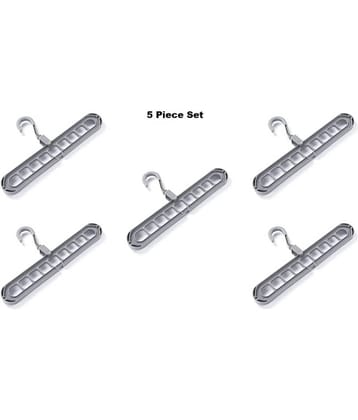 eBizMour™ 9 Holes design Wardrobe Space Saver Closet Organiser Smart Hanger, Anti-Skid Plastic 360 Degree Swivel Hook Set of 5