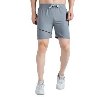 Kwings Men's Running & Gym Shorts - Piping Design Lycra Blend with 2 Zipper Pockets for Maximum Comfort