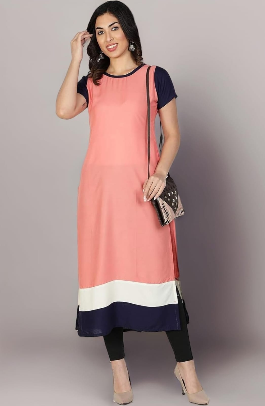 Reyon ColourBlocked Straight Kurti