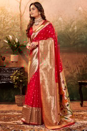 Red Paithani Silk Saree