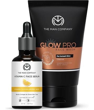 The Man Company Vitamin C Serum with Glow Pro Face Wash for Oily Skin | Get Soft & Even Skin