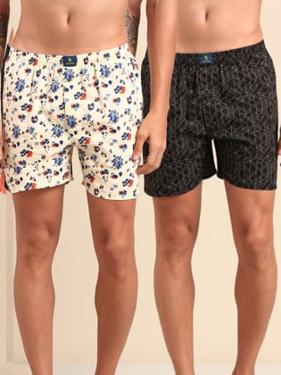 2 Pack Printed Cotton Boxers-M
