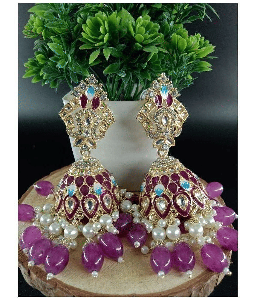 Jiyanshi fashion Purple Jhumki Earrings ( Pack of 1 )