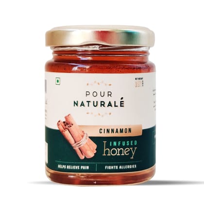 Pour Naturale Honey: Cinnamon Flavoured Honey| Pure Natural Honey Infused with Natural Cinnamon | Has Pain-relieving properties| Glass Jar (250gm)