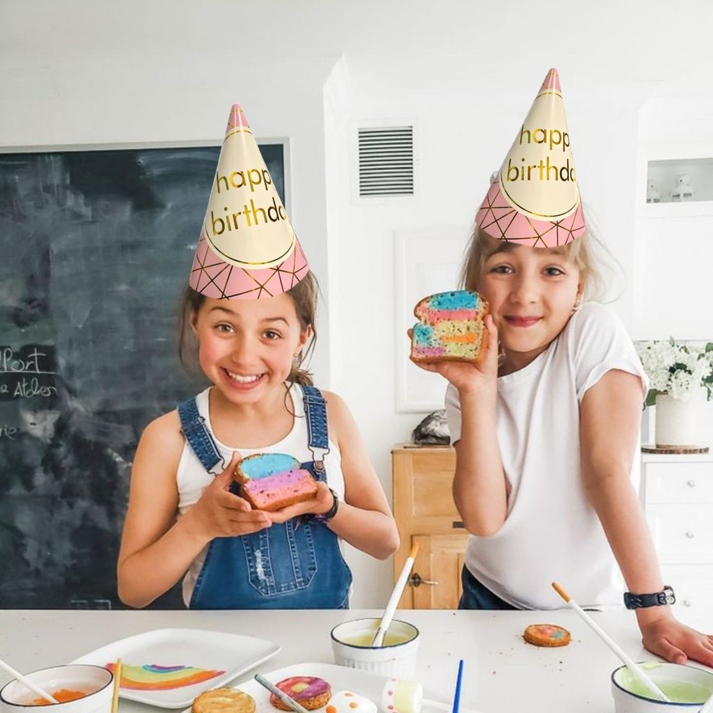 HBD Gold Foil Pink Hat -8PC