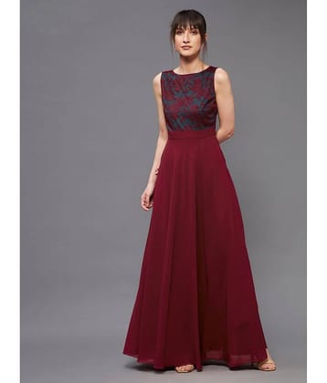 Miss Chase Women Georgette Printed Gown ( Red )