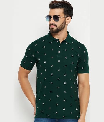Emerald Pack of 1 Cotton Blend Regular Fit Printed Half Sleeves Men's Polo T Shirt ( Green )