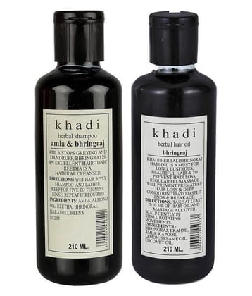 Khadi bhringraj herbal hair oil &  Khadi Herbal Amla & Bhringraj Shampoo Combo 210Ml each