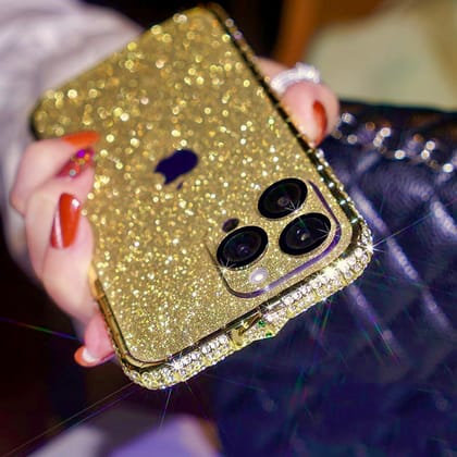 Gold Diamond Rhinestones Luxury Bumper Cover-iPhone 15 Pro Max