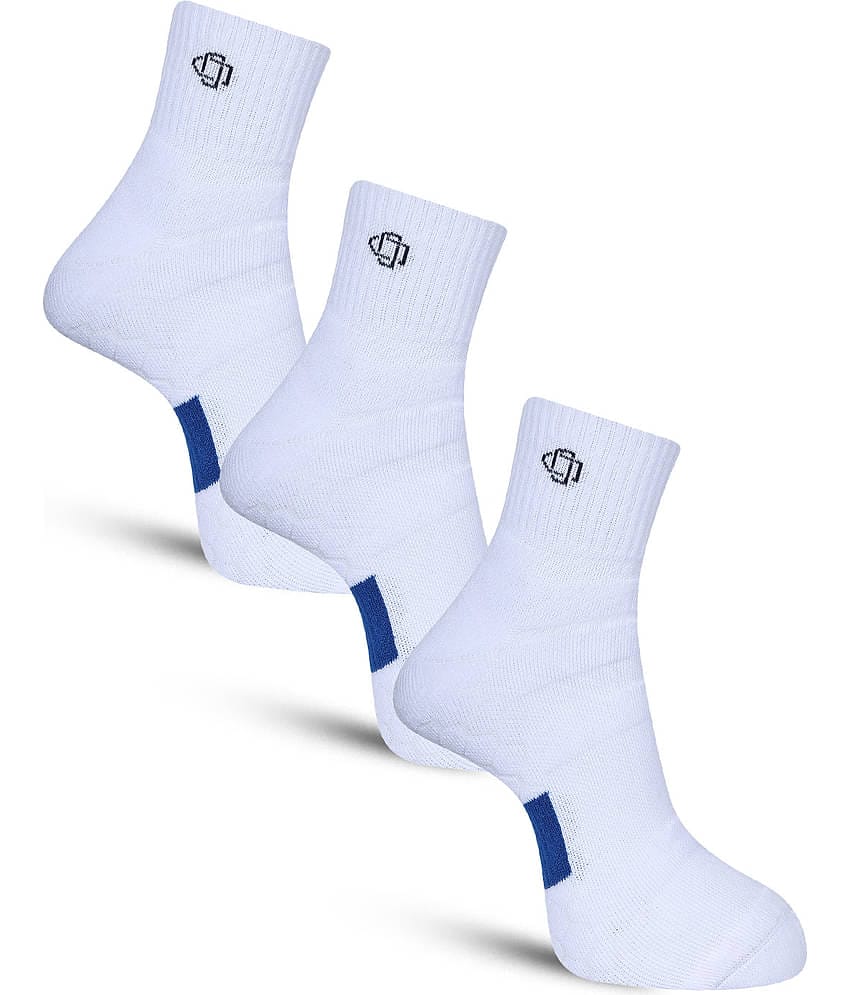 Dollar - Cotton Men's Self Design White Ankle Length Socks ( Pack of 3 )
