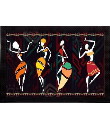 eCraftIndia Set of 3 Black & Red Tribal Theme Satin Matt Texture UV Art Painting