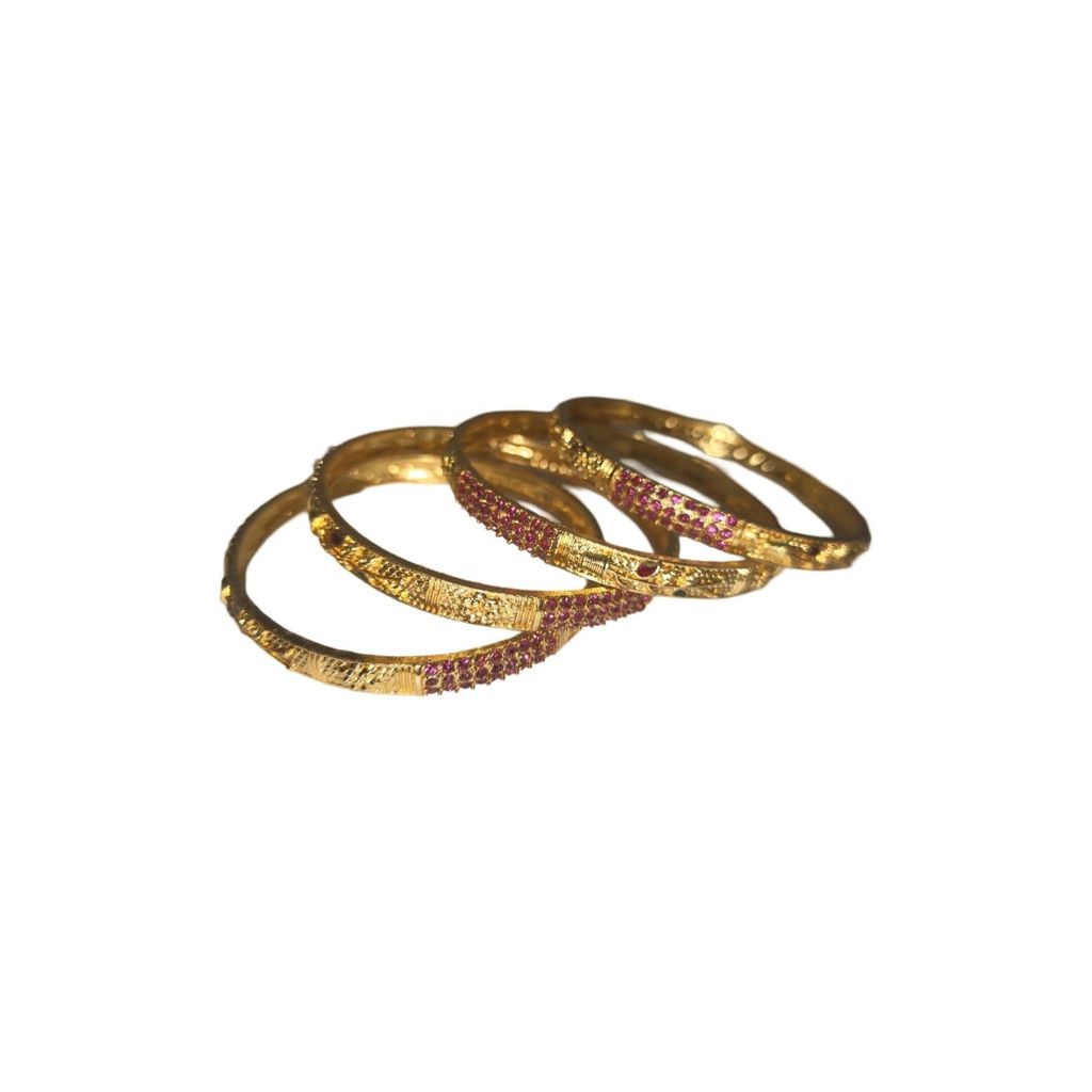 Gold Plated Ruby Bangle Set of 4