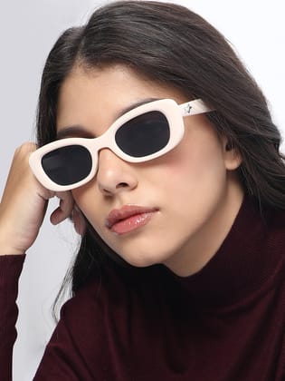 The Retro Rectangular Sunglass - Daisy White-Sunglass