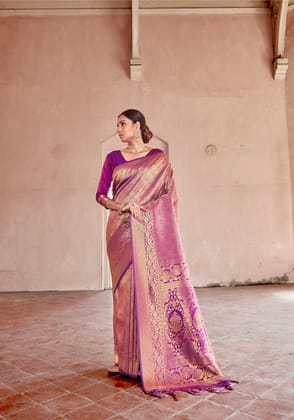 Purple Kanjivaram Soft Woven Silk Saree