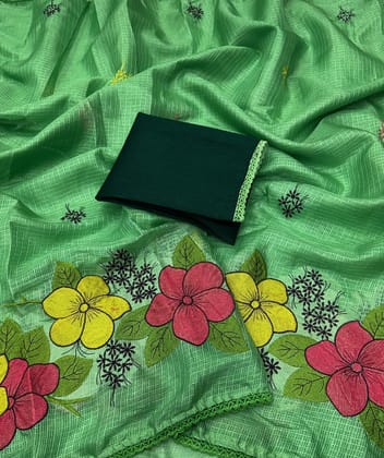 New ArrivalsFabric :- Premium kota with floral embroidery Work in full saree with crosio lace border  blouse