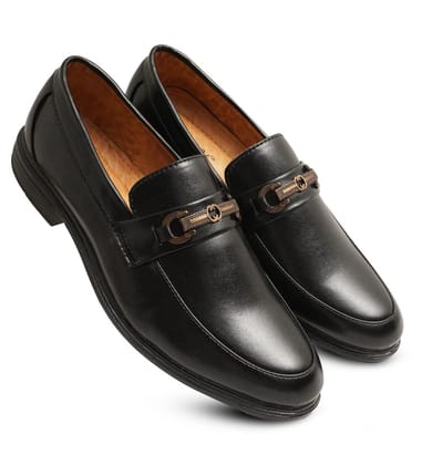 Mens Casual Faux Leather Solid Slip-on Formal Shoes Size 6 (Black)
