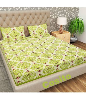 Cosito Cotton 1 Double Bedsheet with 2 Pillow Covers ( Light Green )