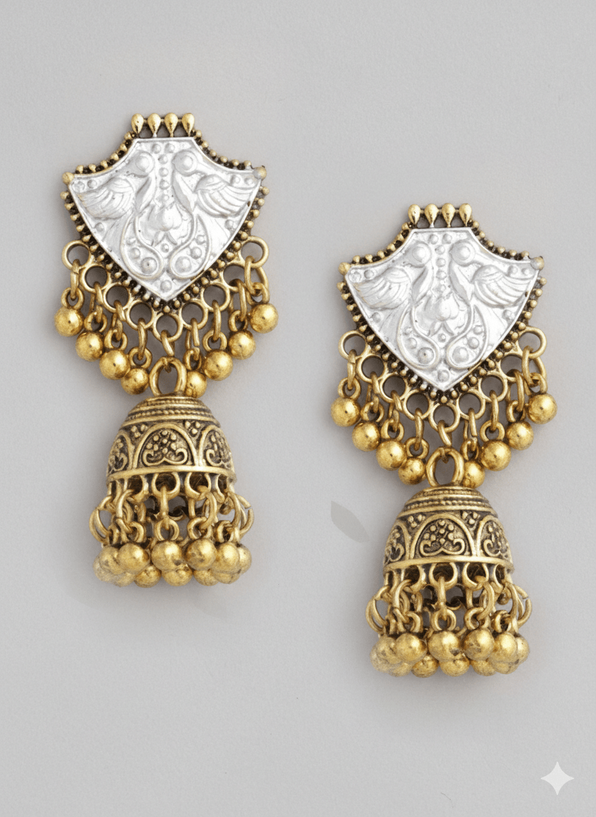 JustPeachy Gold-Plated Dome Shaped Jhumkas