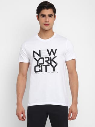 100% Cotton Printed Round Neck T-Shirt (CLEARANCE NO EXCHANGE NO RETURN)-M / White