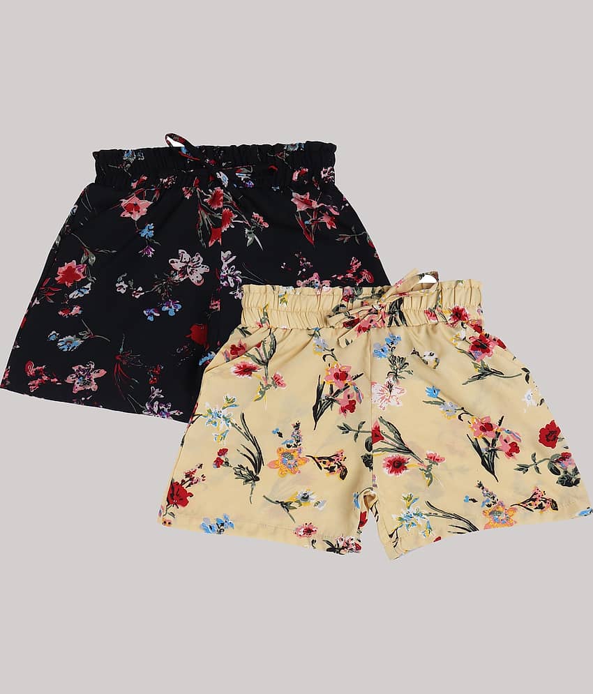 Arshia Fashions Pack of 2 Girls Crepe Bermudas ( Multicolor )