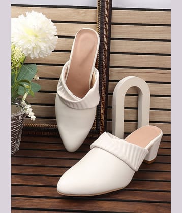 Aroom White Women's Mules Heels