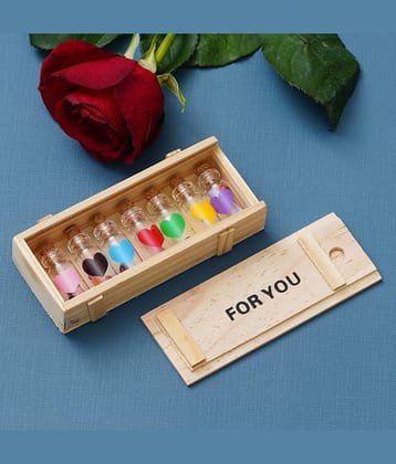 eCraftIndia Beige & Transparent Wooden Box For You Message Bottle Gift Set