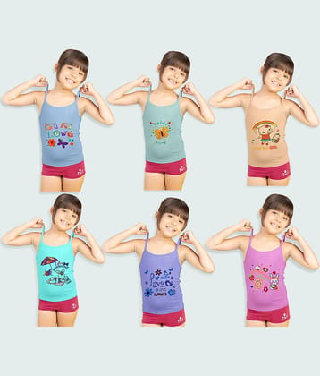 Paryag Pack of 6 Baby Girls Cotton Blend Camisoles ( Multicolor )