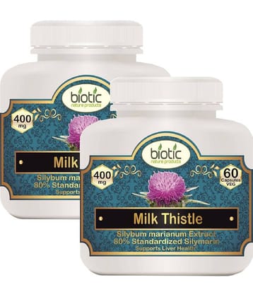 Biotic Milk Thistle Capsules 400mg Extract veg Capsule 120 no.s Pack of 2