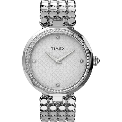 Timex Women 34 mm Size Silver-Tone Dial Analog Watch -TW2V02600-Silver
