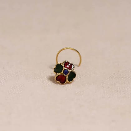 Multicolor - Handcrafted Paka Meenakari Nosepin 186 Multicolor - Handcrafted Paka Meenakari Nosepin 186
