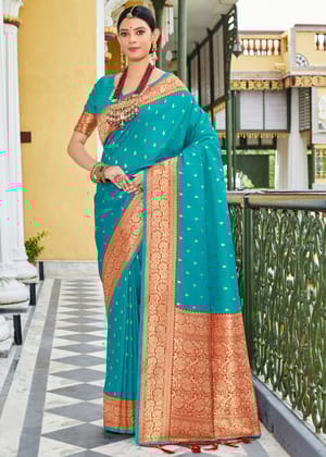 Banaras Blue Woven Banarasi Silk Saree