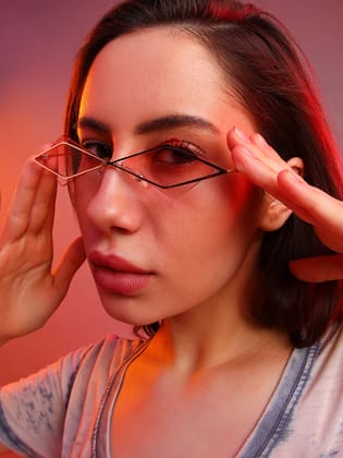 The Diamond Geometrical Sunglasses - Blush Pink-Sunglass