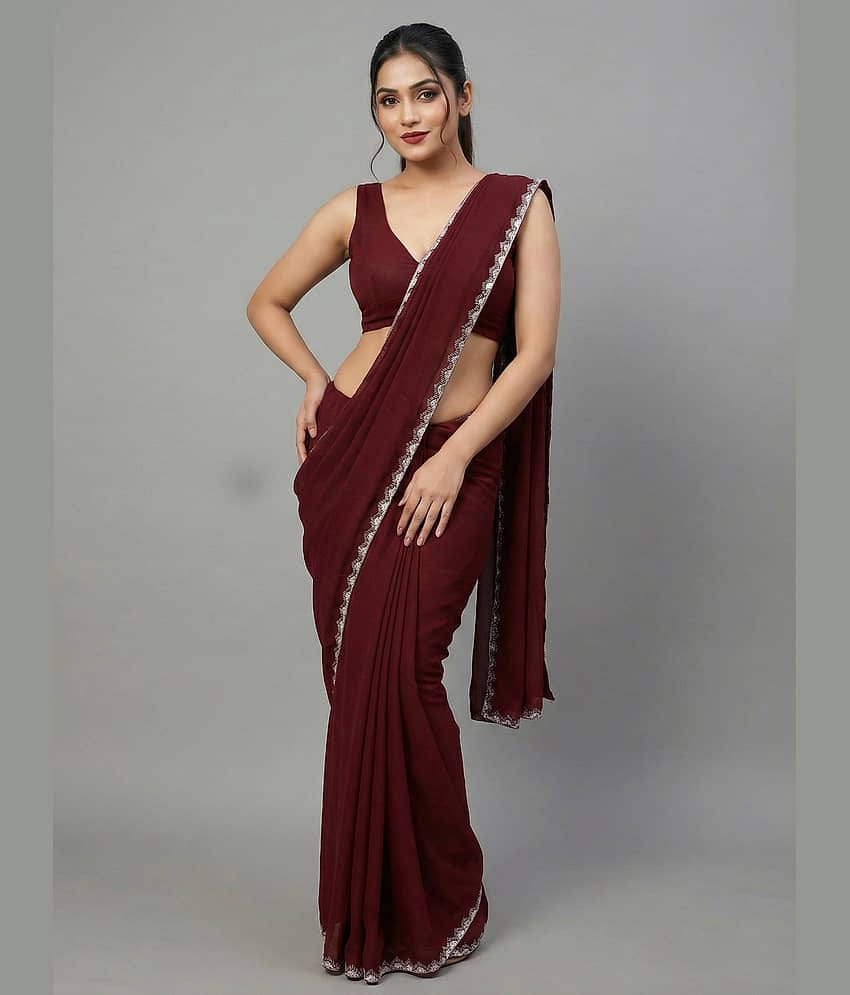 Indy Bliss Silk Solid Regular Saree With Unstitched Blouse Piece ( Multicolor 1 )