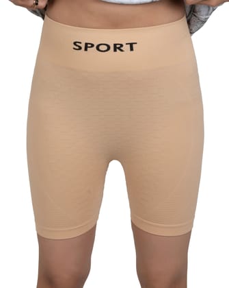 Bellbum Nude Seamless Yoga Shorts – High-Waist Body-Hugging Spandex-One size