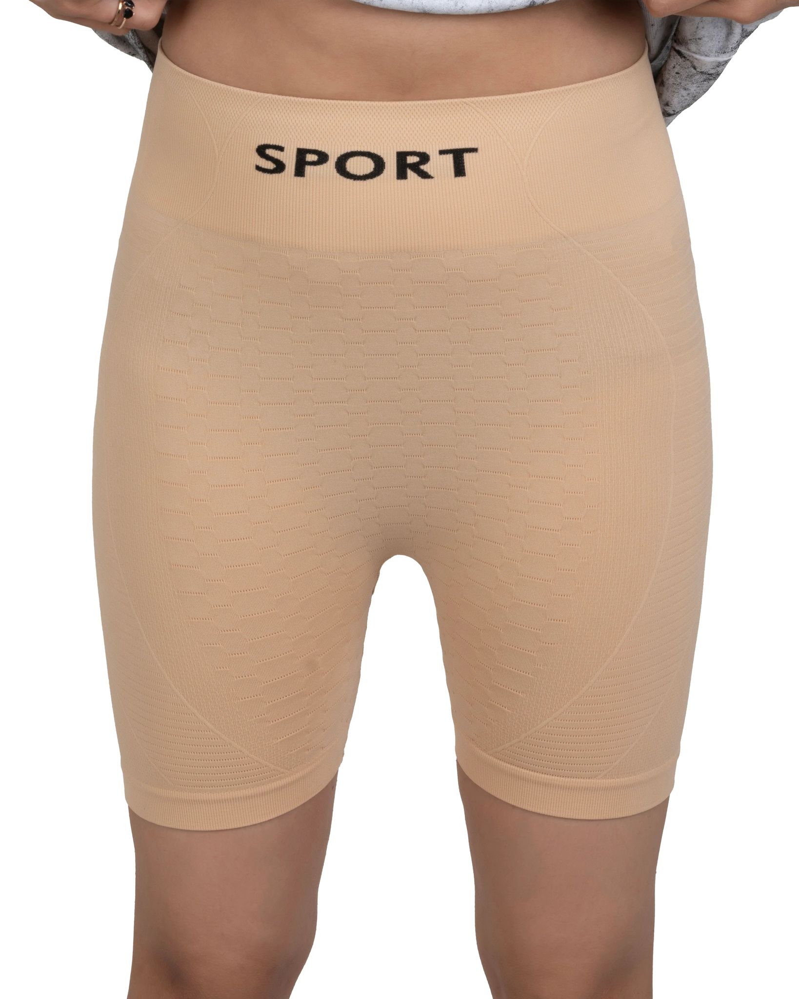 Bellbum Nude Seamless Yoga Shorts – High-Waist Body-Hugging Spandex-One size
