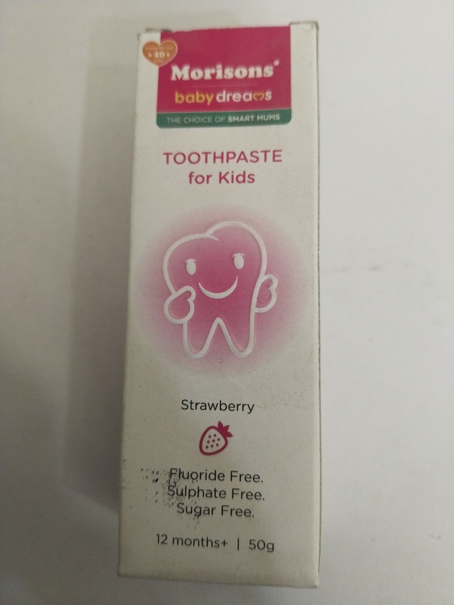 Morisons Baby dreams Toothpaste For kids Strawberry Fluoride free 12 months+