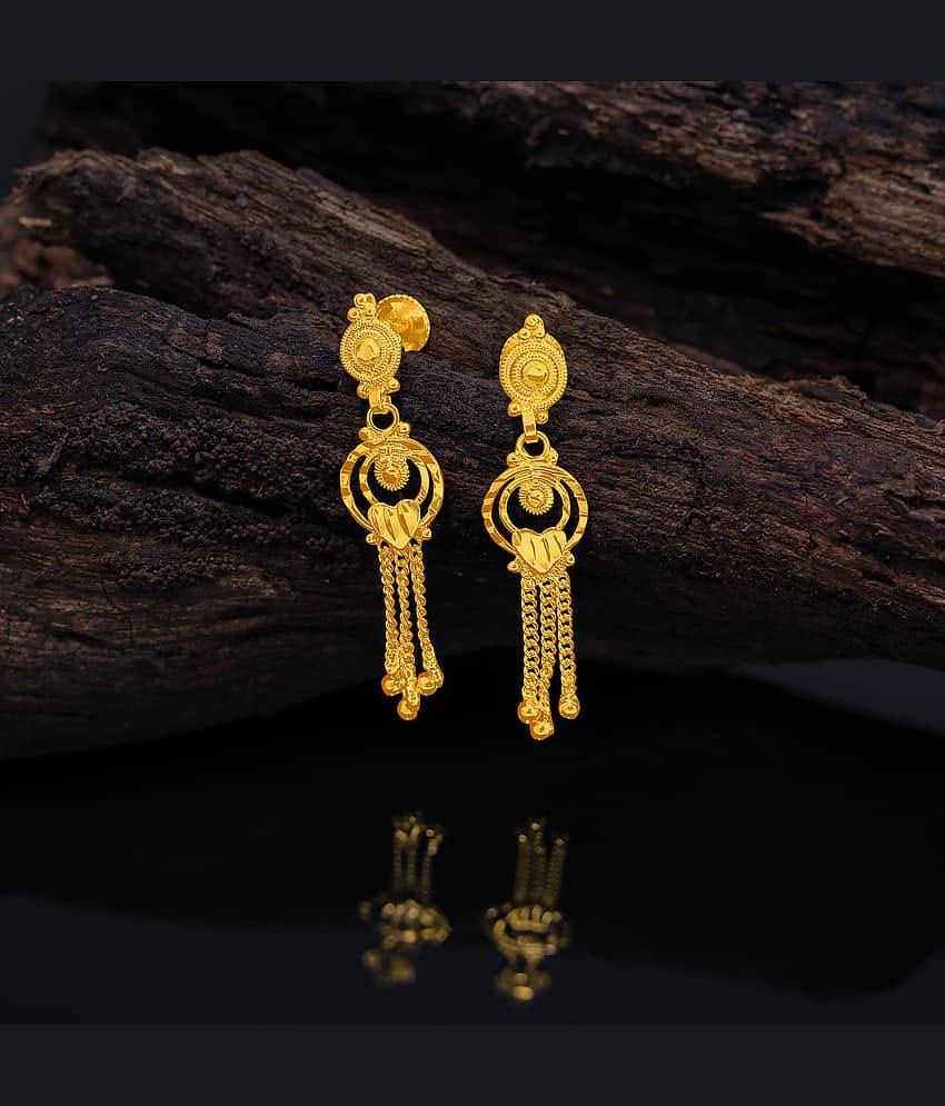 LUV FASHION Golden Drop Earrings ( Pack of 1 )