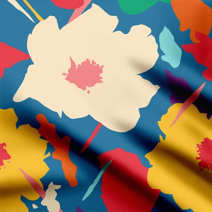 Floral Watercolor Paint Print Fabric-Cotton