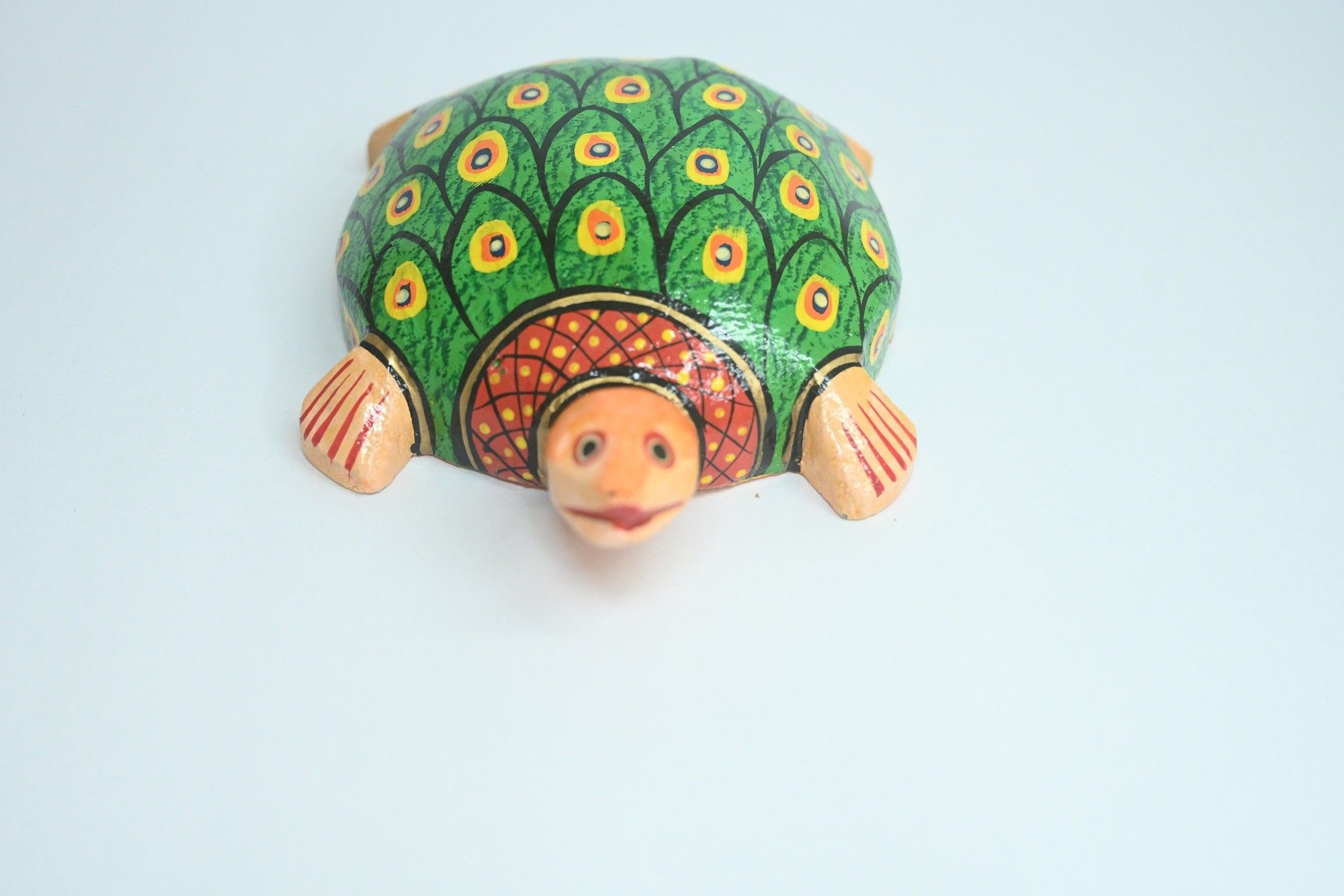 Icrafts Handmade Wooden Green Shell Tortoise Toy – Eco-Friendly Traditional Wooden Toy for Kids Single Pc (L: 22.86 cm × B: 10.86 cm × H: 5.06 cm)
