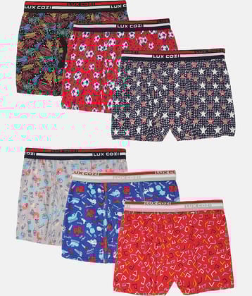 Lux Cozi Pack of 6 Boys Cotton Trunks ( Multicolor )