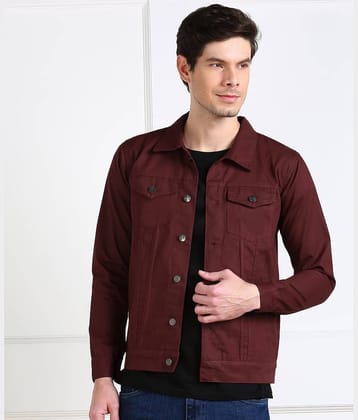 Montrez Cotton Blend Men's Casual Jacket - Maroon ( Pack of 1 )