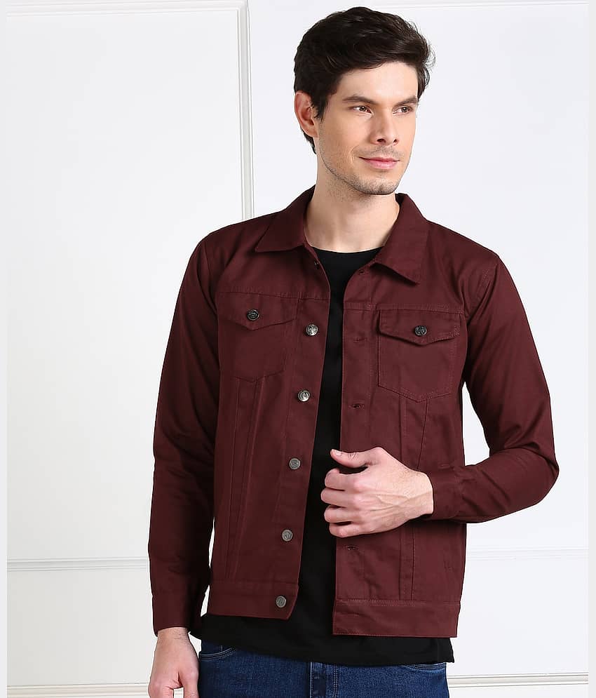 Montrez Cotton Blend Men's Casual Jacket - Maroon ( Pack of 1 )