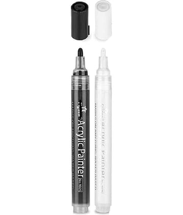 Rangwell Assorted/Multicolour Black And White Acrylic Paint Marker Pens,