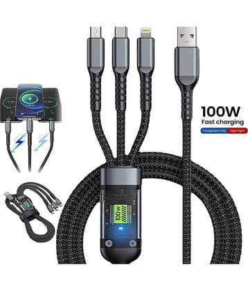 Retailstore 1m Data Cables 3-in1 100W Fast Charging Cable - Black