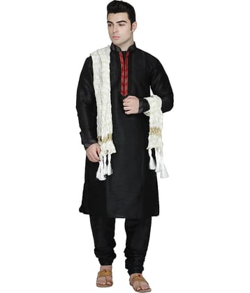 SKAVIJ Black Silk Blend Kurta Pyjama Set