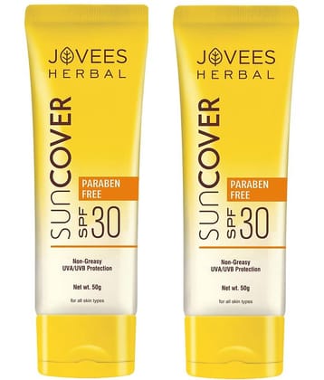 Jovees Herbal Sandalwood Natural Sun Cover SPF 30 UVA/UVB Protection, 50gm (Pack of 2)