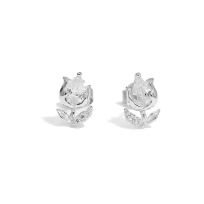 Viola Studs | 925 Silver Earrings for Women-Silver